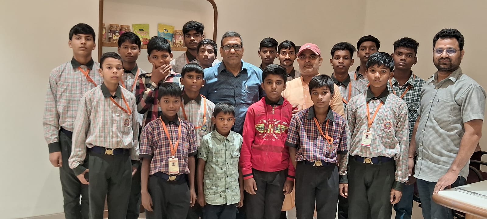 With the students of Village School